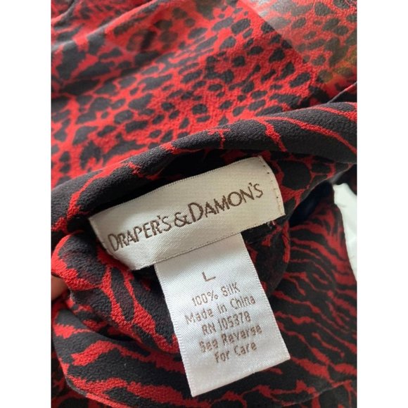 Draper's & Damon's Silk Red & Black Animal Print Shirt  L - Picture 8 of 8